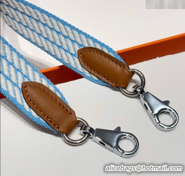 New Fashion Hermes Canvas Bag Strap 2.5x105cm 1008 Light Blue/Silver 2025