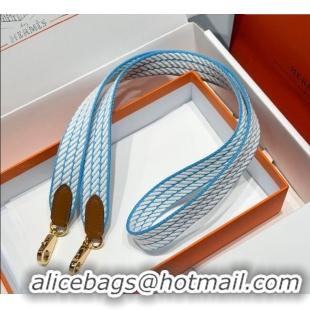 Super Quality Hermes Canvas Bag Strap 2.5x105cm 1008 Light Blue/Gold 2025