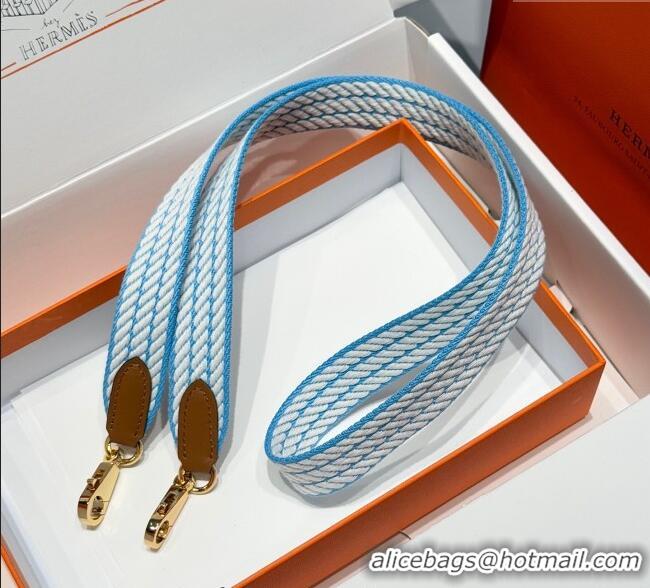 Super Quality Hermes Canvas Bag Strap 2.5x105cm 1008 Light Blue/Gold 2025