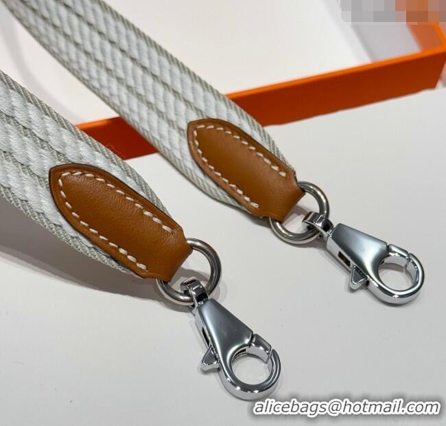 Buy New Cheap Hermes Canvas Bag Strap 2.5x105cm 1008 Grey/Silver 2025