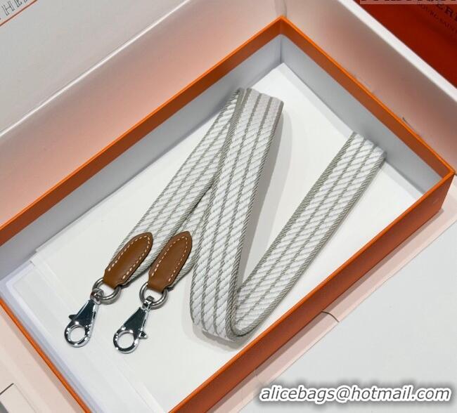 Buy New Cheap Hermes Canvas Bag Strap 2.5x105cm 1008 Grey/Silver 2025