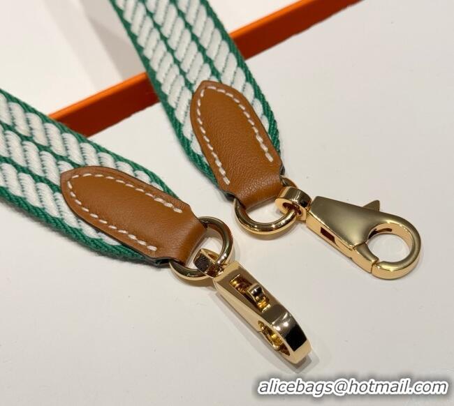 Cheapest Hermes Canvas Bag Strap 2.5x105cm 1008 Green/Gold 2025