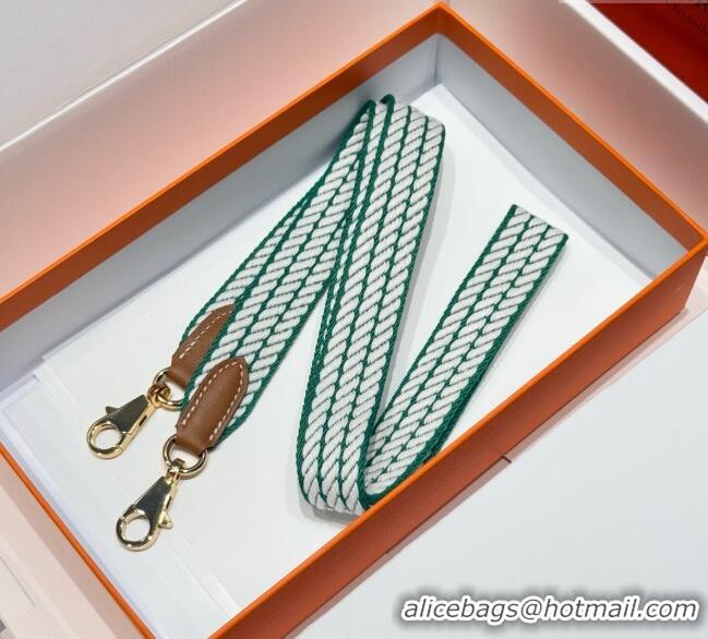 Cheapest Hermes Canvas Bag Strap 2.5x105cm 1008 Green/Gold 2025