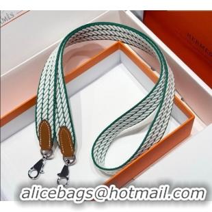 Affordable Price Hermes Canvas Bag Strap 2.5x105cm 1008 Green/Silver 2025
