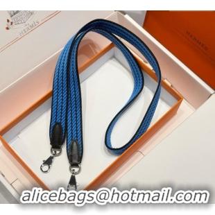 Luxury Cheap Hermes Canvas Bag Strap 2.5x105cm 1008 Navy Blue/Silver 2025