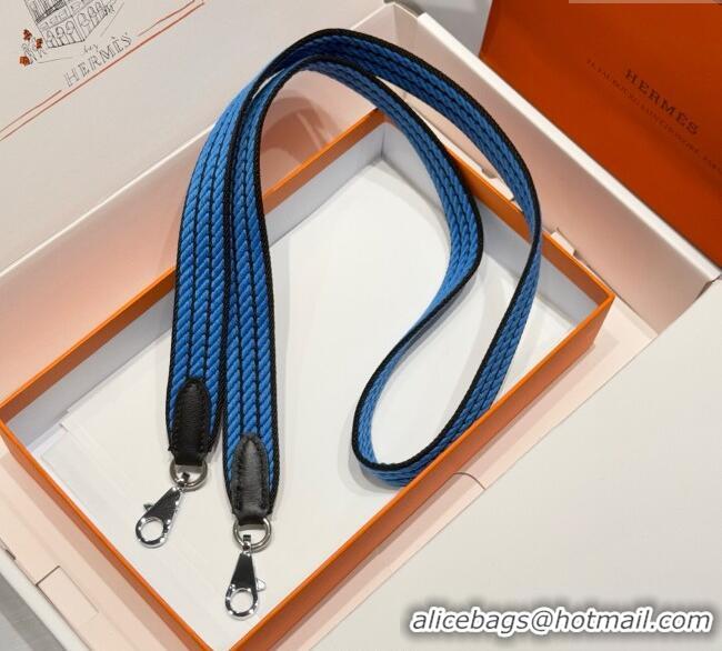 Luxury Cheap Hermes Canvas Bag Strap 2.5x105cm 1008 Navy Blue/Silver 2025