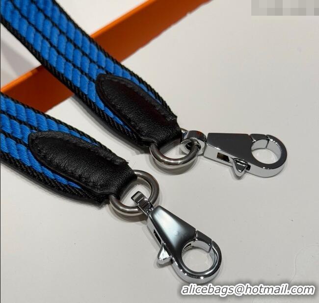 Luxury Cheap Hermes Canvas Bag Strap 2.5x105cm 1008 Navy Blue/Silver 2025