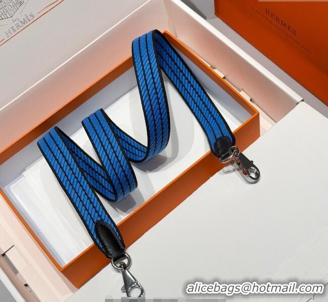 Luxury Cheap Hermes Canvas Bag Strap 2.5x105cm 1008 Navy Blue/Silver 2025