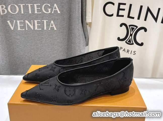 Perfect Louis Vuitton Gala Flat Ballerinas Flat in Mesh and Strass Black 1AIFUI 0829119