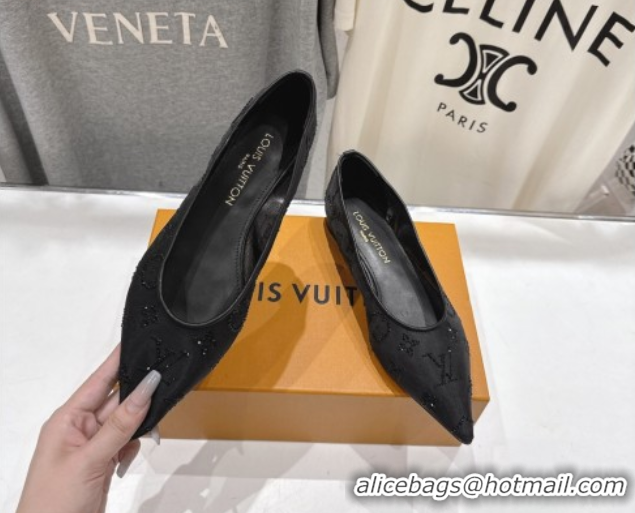 Perfect Louis Vuitton Gala Flat Ballerinas Flat in Mesh and Strass Black 1AIFUI 0829119