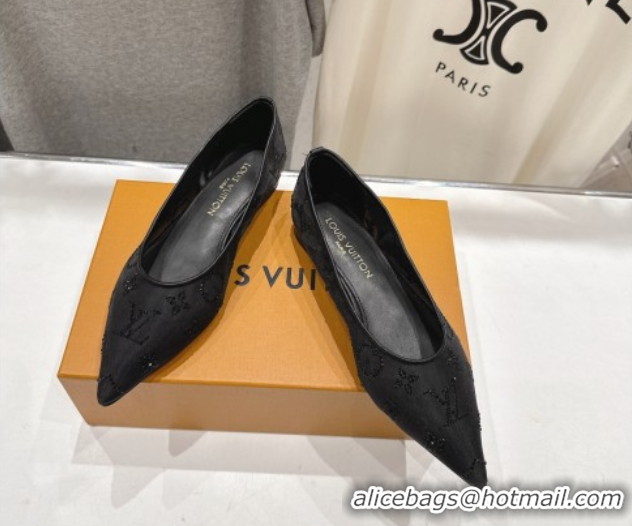 Perfect Louis Vuitton Gala Flat Ballerinas Flat in Mesh and Strass Black 1AIFUI 0829119