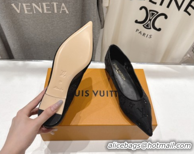 Perfect Louis Vuitton Gala Flat Ballerinas Flat in Mesh and Strass Black 1AIFUI 0829119