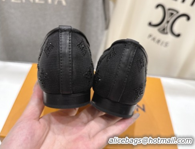 Perfect Louis Vuitton Gala Flat Ballerinas Flat in Mesh and Strass Black 1AIFUI 0829119