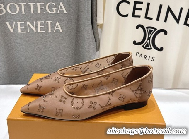 Luxury Louis Vuitton Gala Flat Ballerinas Flat in Mesh and Strass Brown 2025 1AIFUI 0829120