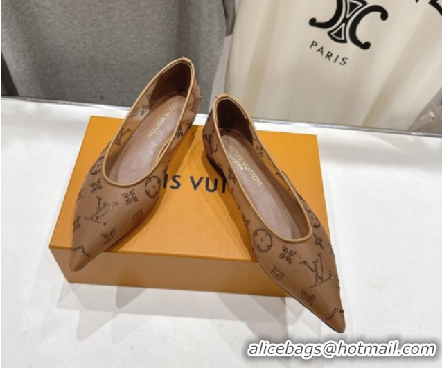 Luxury Louis Vuitton Gala Flat Ballerinas Flat in Mesh and Strass Brown 2025 1AIFUI 0829120