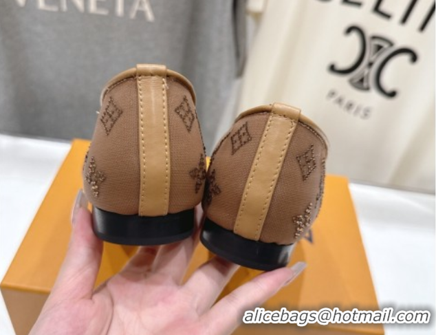 Luxury Louis Vuitton Gala Flat Ballerinas Flat in Mesh and Strass Brown 2025 1AIFUI 0829120