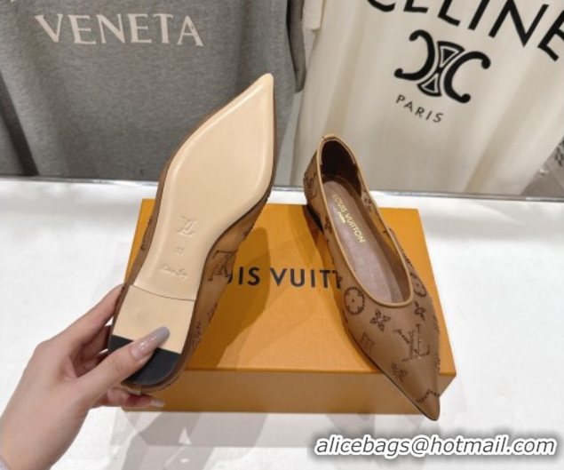 Luxury Louis Vuitton Gala Flat Ballerinas Flat in Mesh and Strass Brown 2025 1AIFUI 0829120