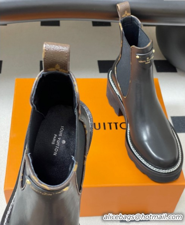 Good Quality Louis Vuitton LV Beaubourg Ankle Boots in Black Leather 2025 LV082907 0829121