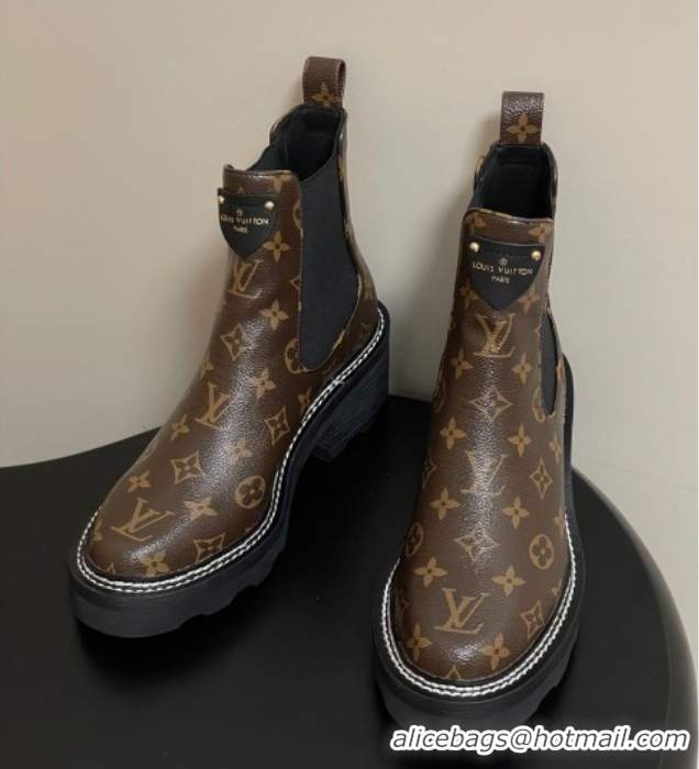 Stylish Louis Vuitton LV Beaubourg Ankle Boots in Monogram Canvas LV082907 0829122