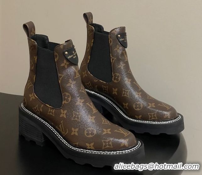 Stylish Louis Vuitton LV Beaubourg Ankle Boots in Monogram Canvas LV082907 0829122