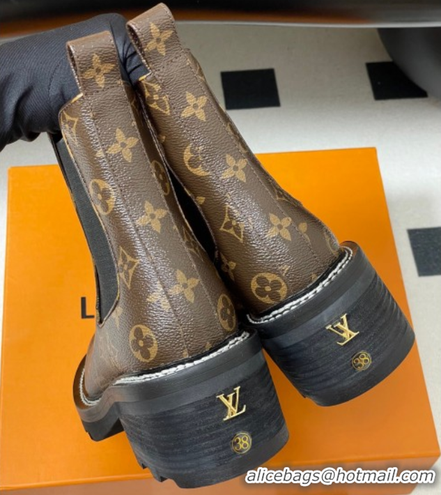 Stylish Louis Vuitton LV Beaubourg Ankle Boots in Monogram Canvas LV082907 0829122
