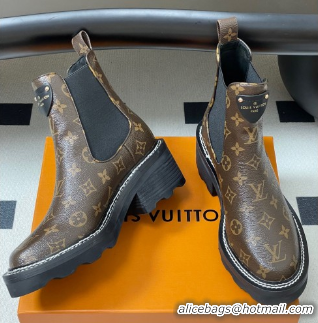 Stylish Louis Vuitton LV Beaubourg Ankle Boots in Monogram Canvas LV082907 0829122