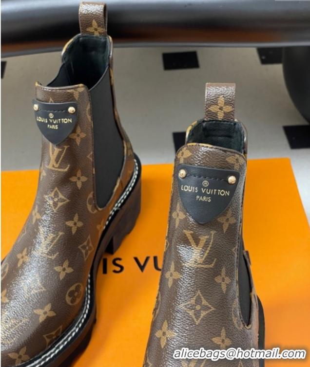 Stylish Louis Vuitton LV Beaubourg Ankle Boots in Monogram Canvas LV082907 0829122