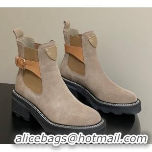 Top Grade Louis Vuitton LV Beaubourg Ankle Boots 4cm in Suede Beige 1ACKCP 0829124
