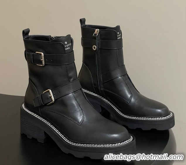 Grade Quality Louis Vuitton LV Beaubourg Ankle Boots 4cm in Black Leather 1ACH3A 0829125