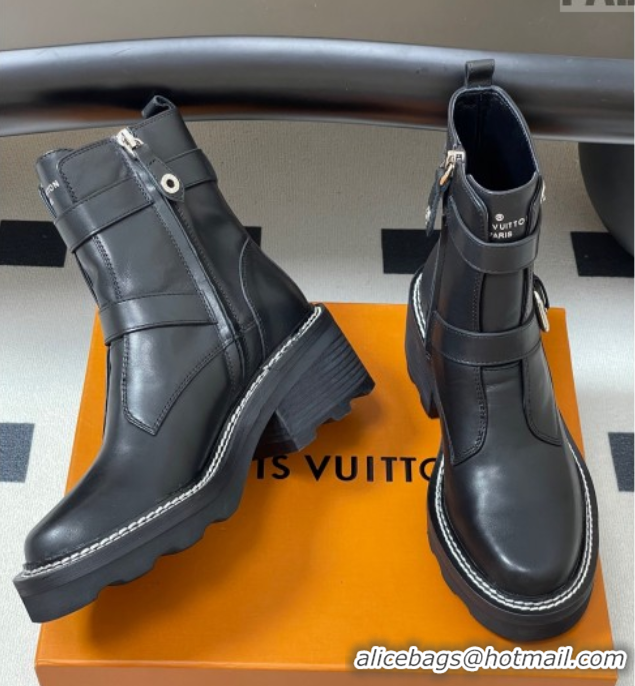 Grade Quality Louis Vuitton LV Beaubourg Ankle Boots 4cm in Black Leather 1ACH3A 0829125