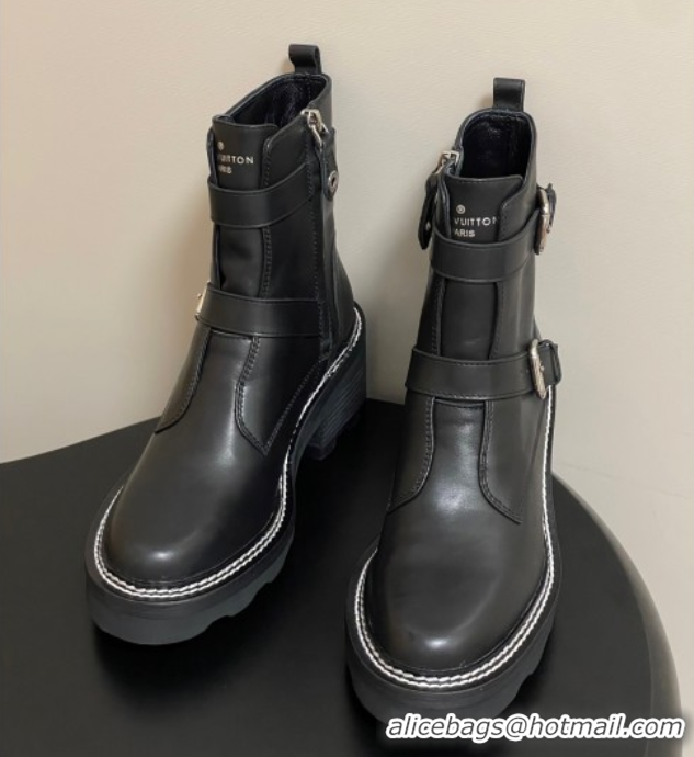 Grade Quality Louis Vuitton LV Beaubourg Ankle Boots 4cm in Black Leather 1ACH3A 0829125