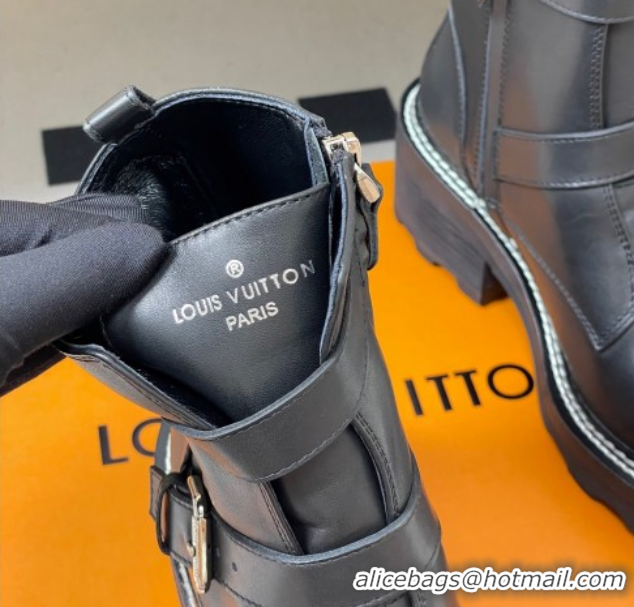 Grade Quality Louis Vuitton LV Beaubourg Ankle Boots 4cm in Black Leather 1ACH3A 0829125