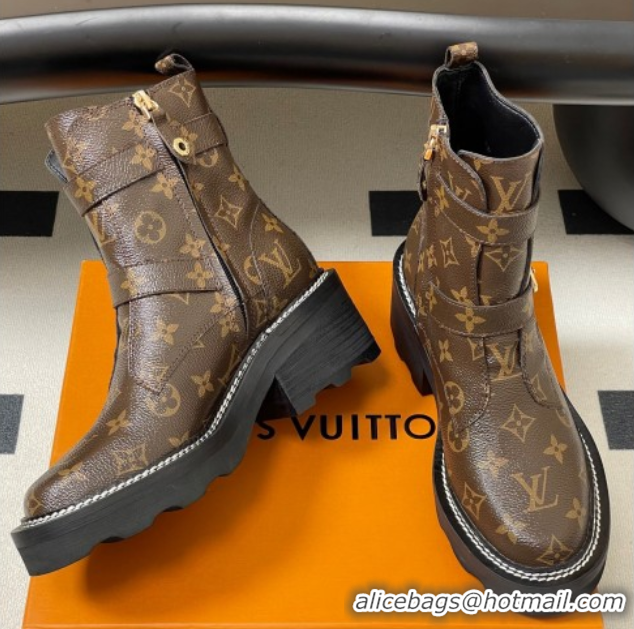Best Price Louis Vuitton LV Beaubourg Ankle Boots 4cm in Monogram Canvas 1ACH3A 0829126