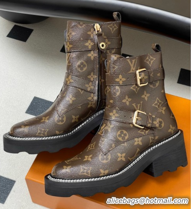 Best Price Louis Vuitton LV Beaubourg Ankle Boots 4cm in Monogram Canvas 1ACH3A 0829126