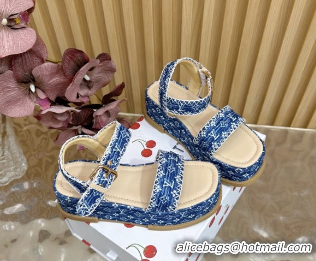 Purchase Louis Vuitton Maya Platform Sandals 7cm in Monogram Jacquard Denim Blue 1AHNOK 0829127