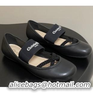 Best Product Dior Shade Ballet Flats in Lambskin with Elastic Straps Black 0822007