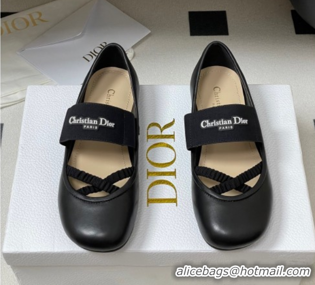 Best Product Dior Shade Ballet Flats in Lambskin with Elastic Straps Black 0822007