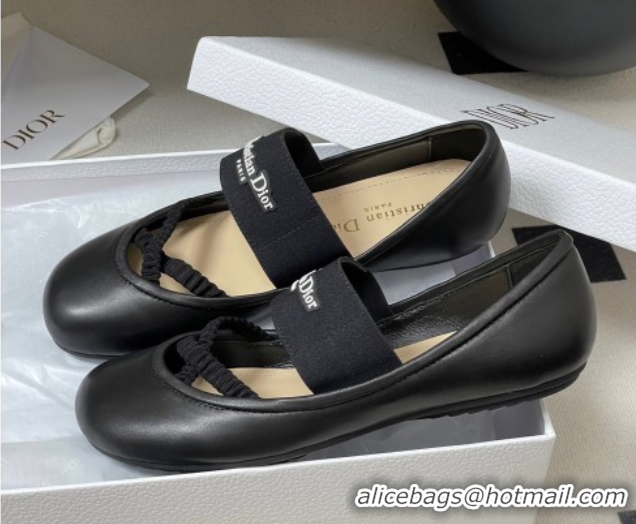 Best Product Dior Shade Ballet Flats in Lambskin with Elastic Straps Black 0822007