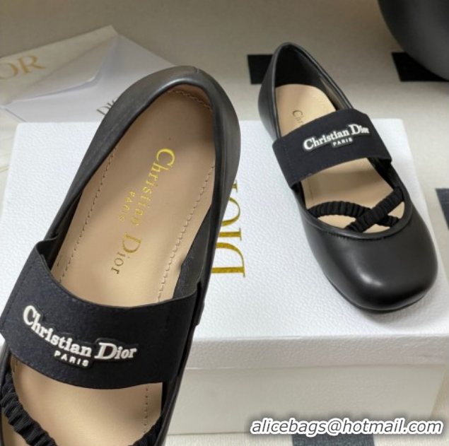 Best Product Dior Shade Ballet Flats in Lambskin with Elastic Straps Black 0822007