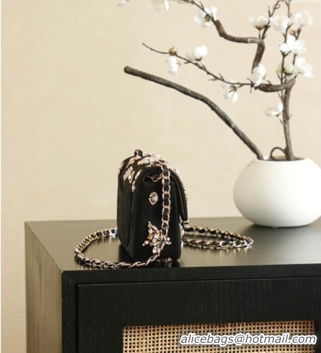 New Design Chanel Velvet Mini Classic Flap Handbag with Strass A69900 Black 2025