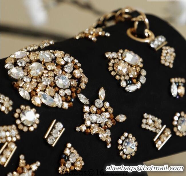 New Design Chanel Velvet Mini Classic Flap Handbag with Strass A69900 Black 2025
