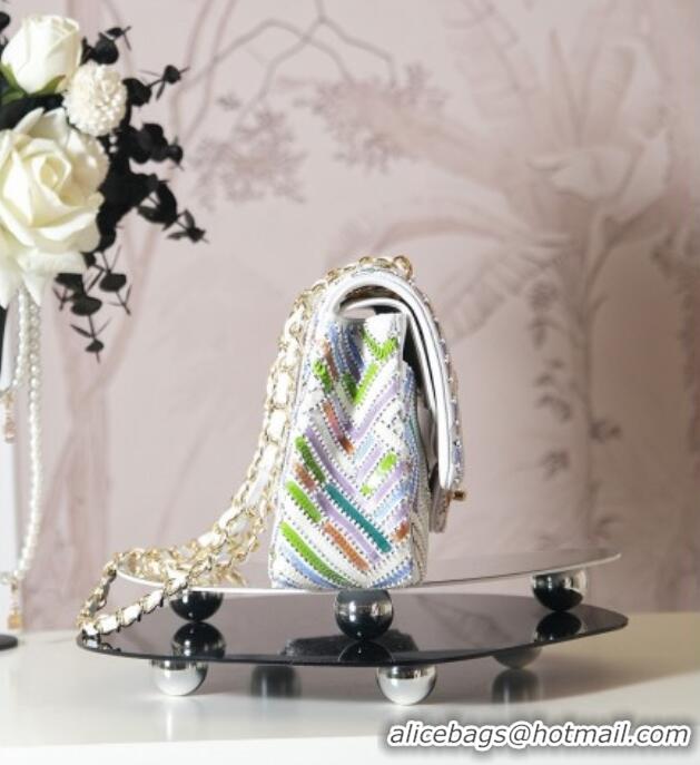 Top Quality Chanel Sequins Medium Classic Flap Handbag CH100902 White/Multicolor 2025