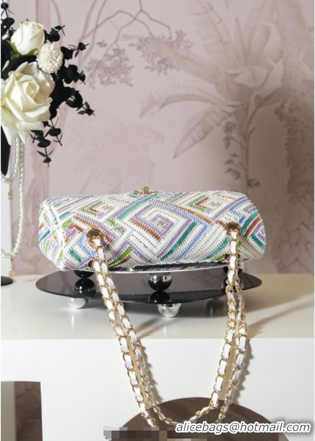 Top Quality Chanel Sequins Medium Classic Flap Handbag CH100902 White/Multicolor 2025