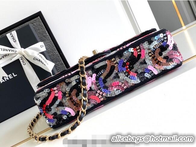 Luxury Discount Chanel Sequins Classic 11.12 Flap Handbag A01112 Multicolor 2025