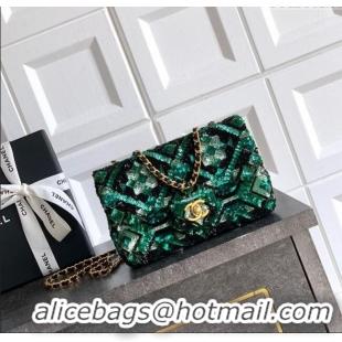 Promotional Chanel Sequins Mini Classic Flap Bag CH100902 Green 2025
