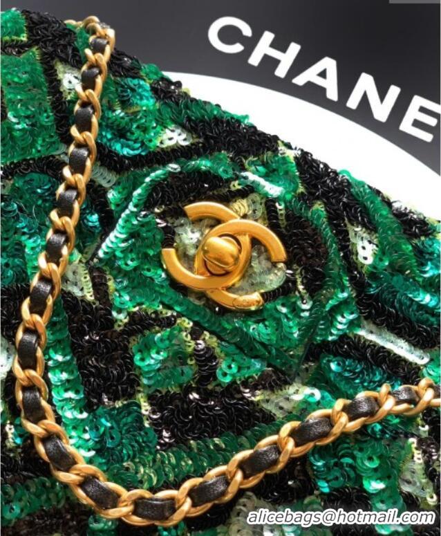 Promotional Chanel Sequins Mini Classic Flap Bag CH100902 Green 2025