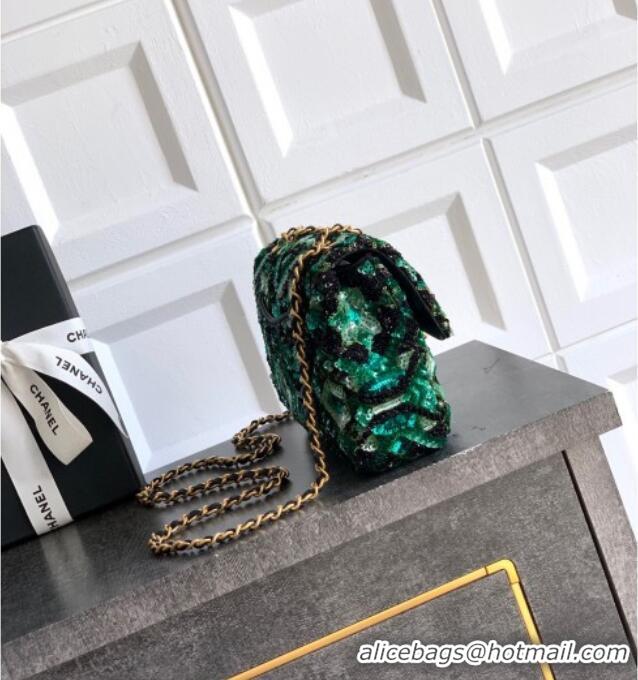 Promotional Chanel Sequins Mini Classic Flap Bag CH100902 Green 2025