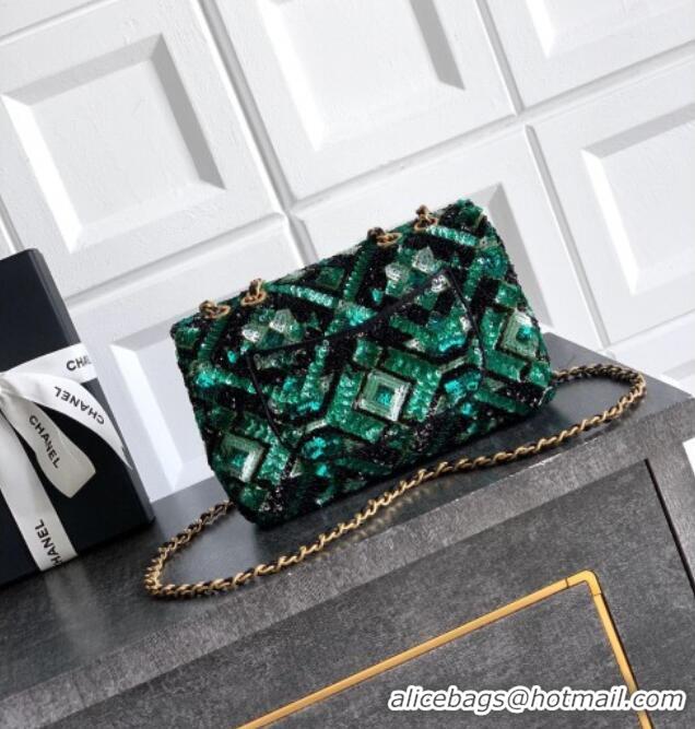Promotional Chanel Sequins Mini Classic Flap Bag CH100902 Green 2025