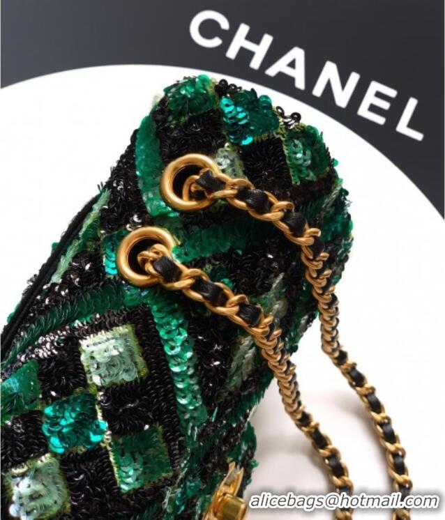 Promotional Chanel Sequins Mini Classic Flap Bag CH100902 Green 2025