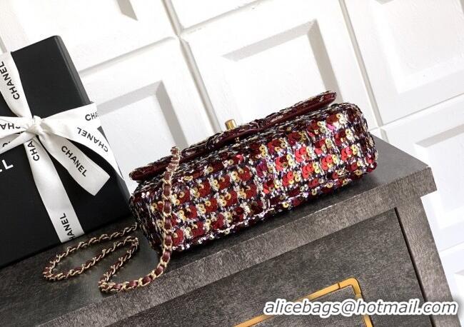 Well Crafted Chanel Sequins Flap Handbag AS4561 Red 2025